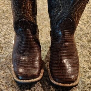 Kids Brown Crocodile Pattern Boots